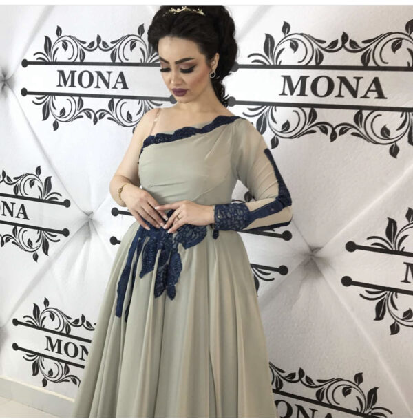 فستان سهره كلوش كم جهة اليمين