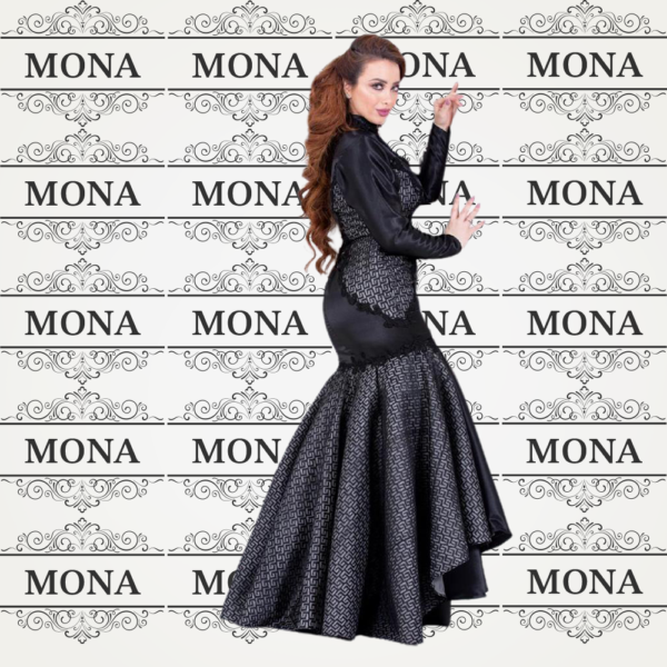 فستان سهره ماسك اكمام طويلة اسود